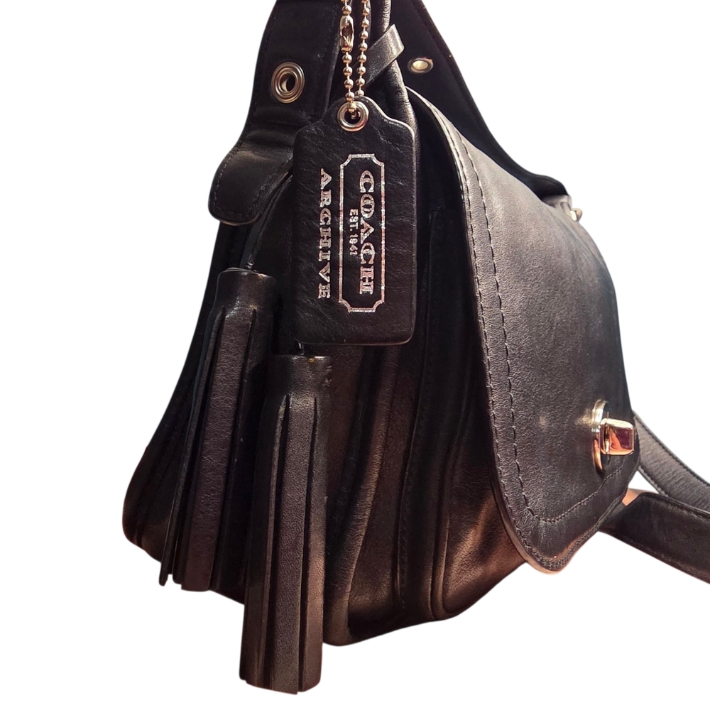 Coach Legacy Archive Rambler Crossbody F1293-21194 Black Leather Tassel Turnlock - Picture 3 of 12